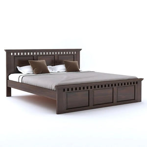 Kuber Solid Sheesham Wood King Size Bed Without Storage Finish - Walnut