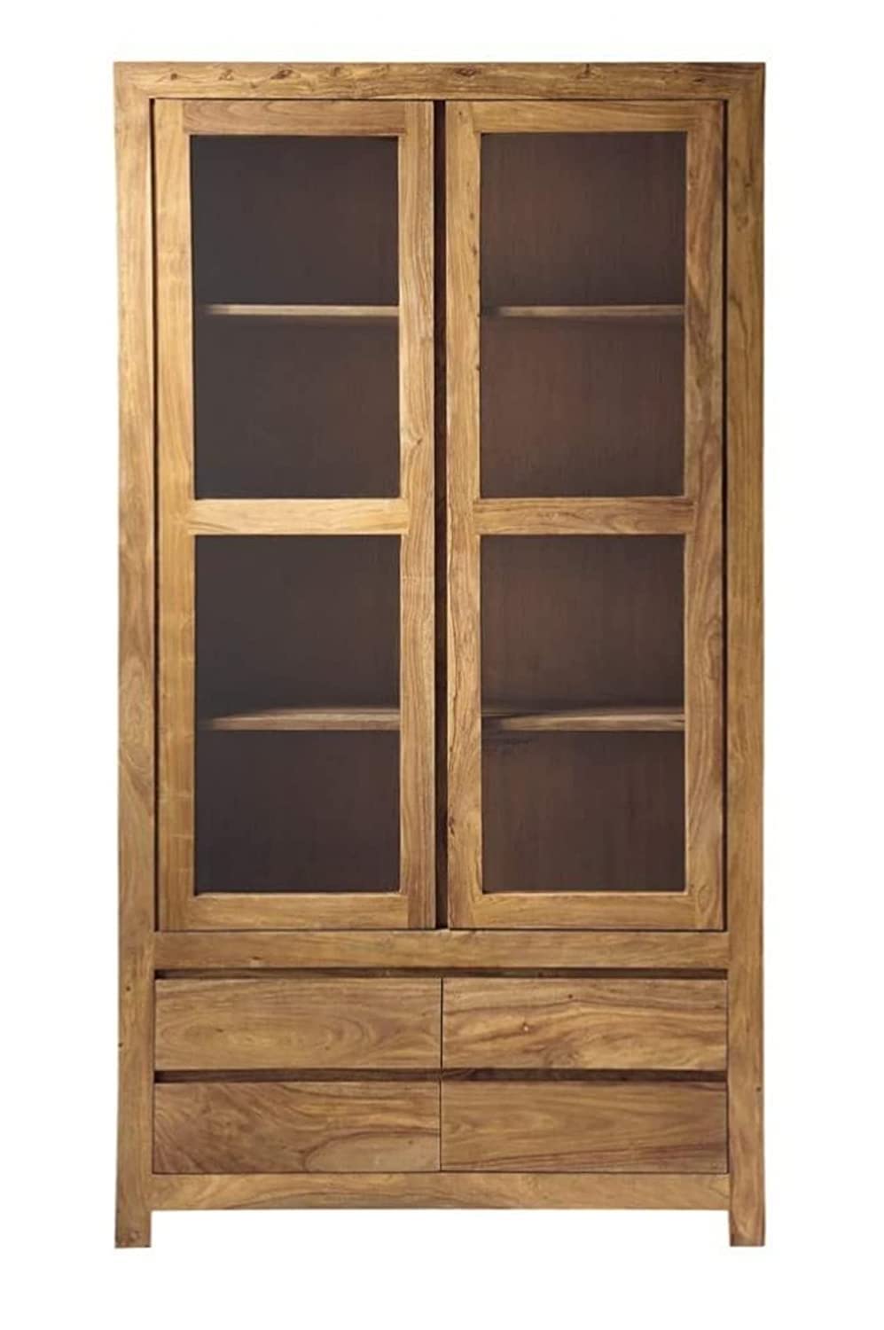 CC01 Wooden Crockery Cabinet With 2 Door and 4 Drawer - Natural Finish