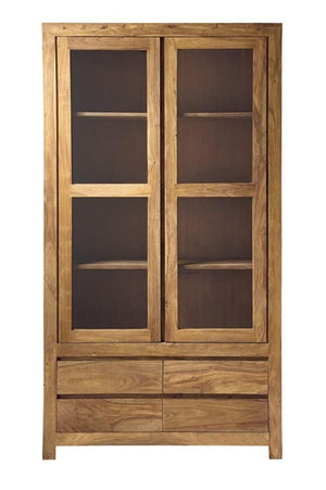 CC01 Wooden Crockery Cabinet With 2 Door and 4 Drawer - Natural Finish