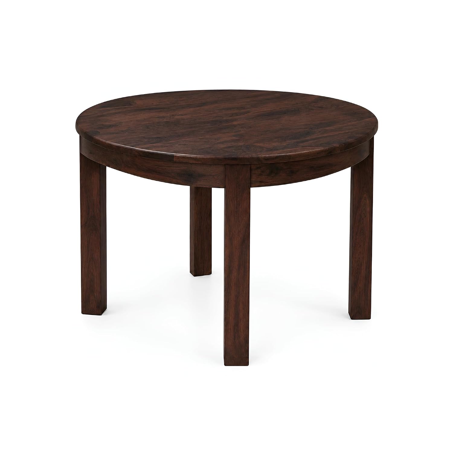 Cero Sheesham Wood Round 4 Seater Dining Table Set - Walnut Finish