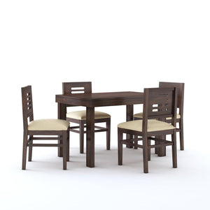 Sheesham Wood 4 Seater Dining Table Set Walnut FInish - Walnut