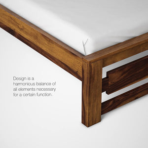 Pluto Sheesham Wood Single Bed Furniture for Bedroom Wood Cot Single Size Palang Walnut Finish