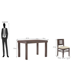 Sheesham Wood 4 Seater Dining Table Set Walnut FInish - Walnut