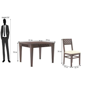 CNC Solid Sheesham Wooden Dining Table 4 Seater - Walnut