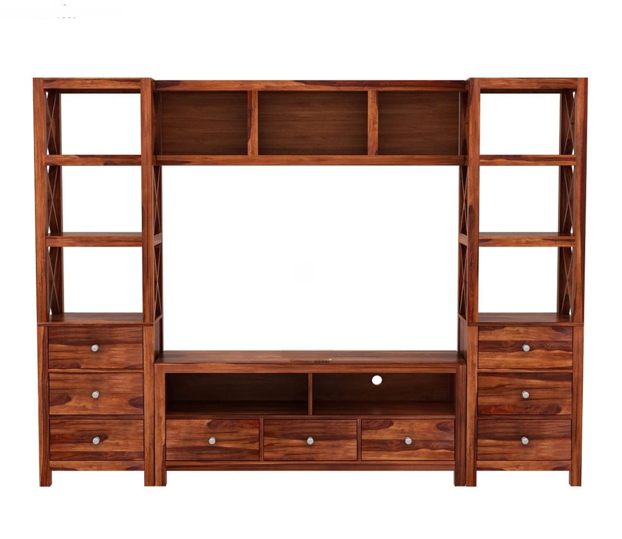 Solid Sheesham Wood TV Unit for Living Room - Natural Finish | TVC-09