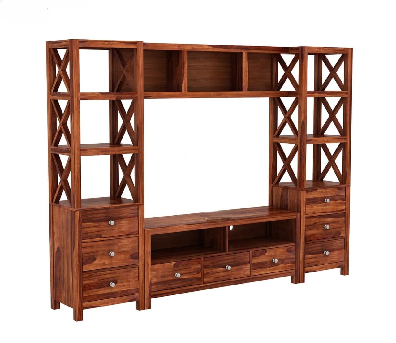 Solid Sheesham Wood TV Unit for Living Room - Natural Finish | TVC-09
