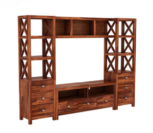 Solid Sheesham Wood TV Unit for Living Room - Natural Finish | TVC-09