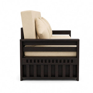 Diamond With Bedside Solid Sheesham Wood Sofa Cum Bed - Walnut Finish