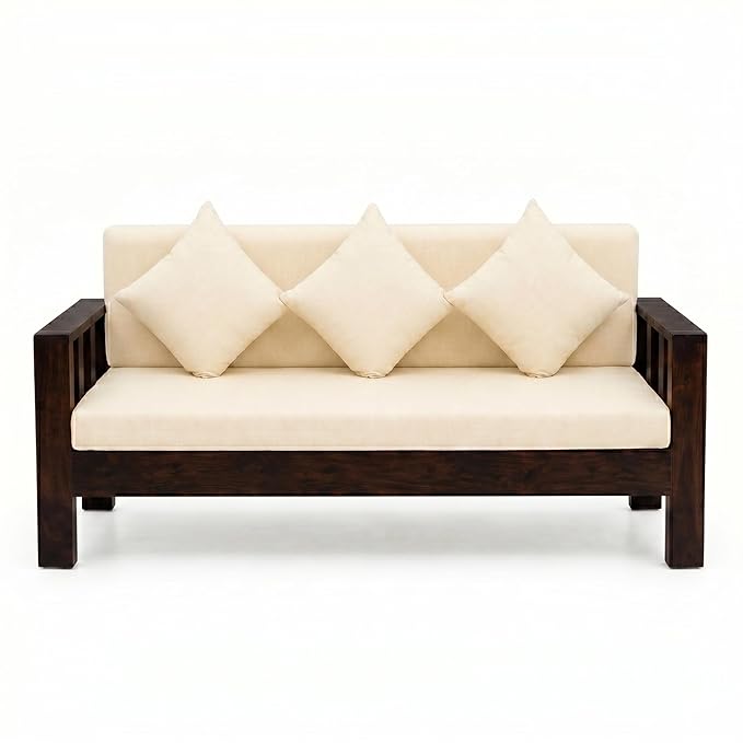 Natraj Solid Sheesham Wood Sofa Set | 3 Seater Sofa Set with Cushion Seat
