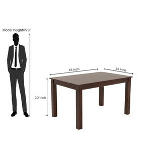 Poster Solid Sheesham Wood 4 Seater Dining Table Set with Bench - Walnut Finish