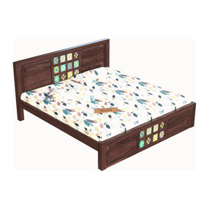 Taurus Solid Sheesham Wood King Size Bed without Storage & 2 Bedside Tables - Walnut Finish