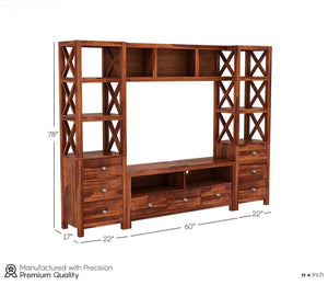 Solid Sheesham Wood TV Unit for Living Room - Natural Finish | TVC-09