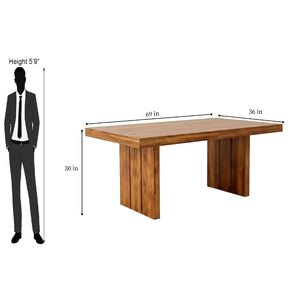 Wooden Dining Table Set 6 Seater 1 Bench with Cushion Chair Finish - Honey
