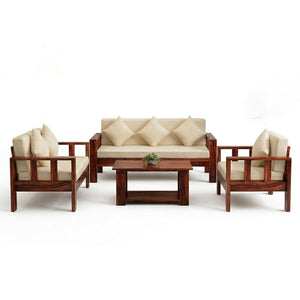Natraj 6 Seater With Coffee Table Solid Sheesham Wood Sofa Set for Living Room - Walnut Finish