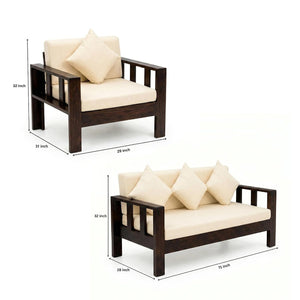 Natraj 5 Seater Solid Sheesham Wood Sofa Set for Living Room - Walnut Finish