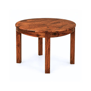 Cero Sheesham Wood Round 4 Seater Dining Table Set - Natural Finish