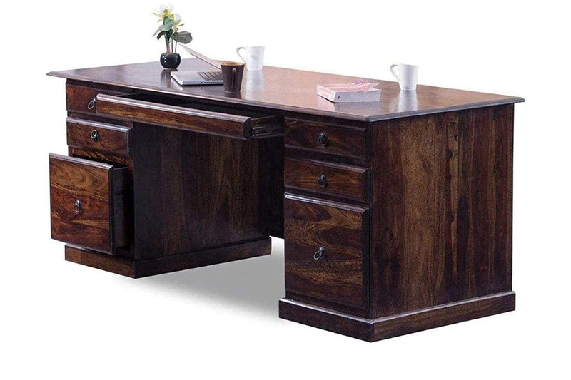 Computer Solid Sheesham Wood Study Table - Walnut Finish