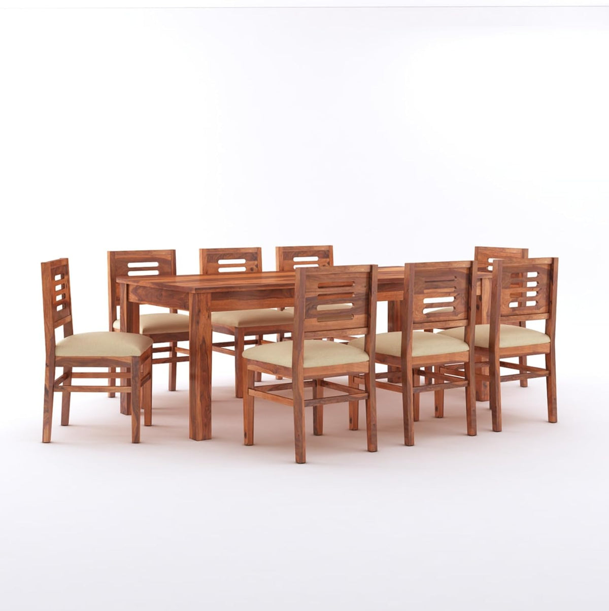 Capsule Sheesham Wood 8 Seater Dining Set Natural Finish