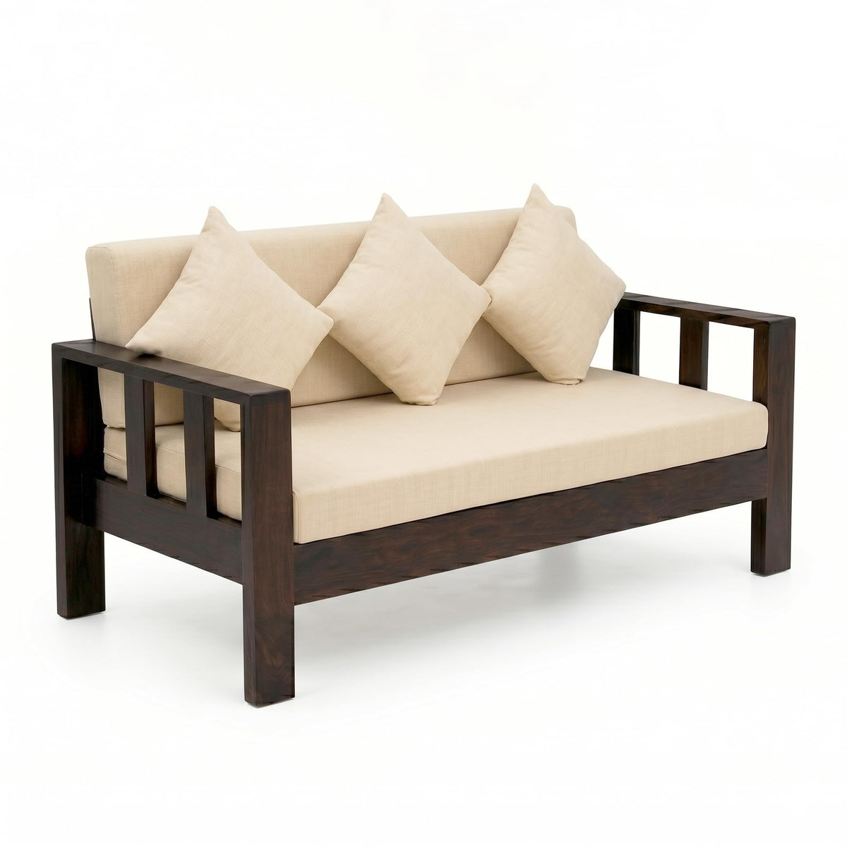 Natraj 3 Seater Solid Sheesham Wood Sofa Set for Living Room in walnut finish - alternate view