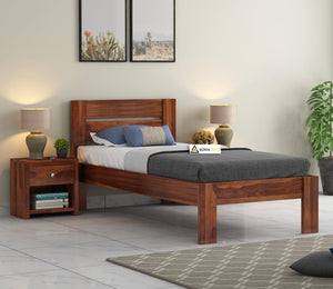 Sheesham Wood Single Bed Without Storage for Bedroom Wood Single Size Cot Honey Finish