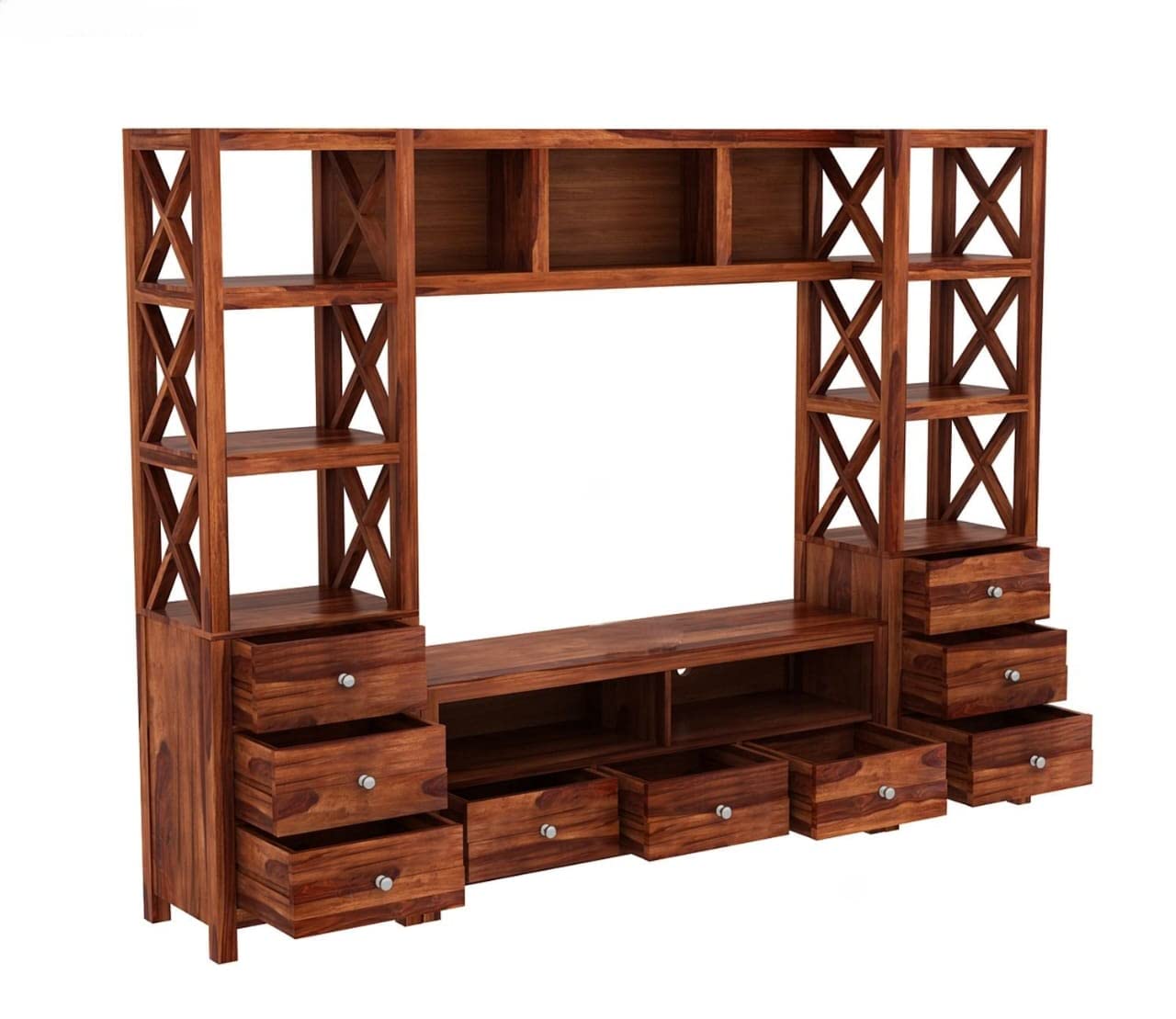 Solid Sheesham Wood TV Unit for Living Room - Natural Finish | TVC-09