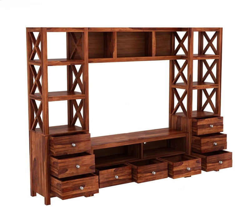 Solid Sheesham Wood TV Unit for Living Room - Natural Finish | TVC-09