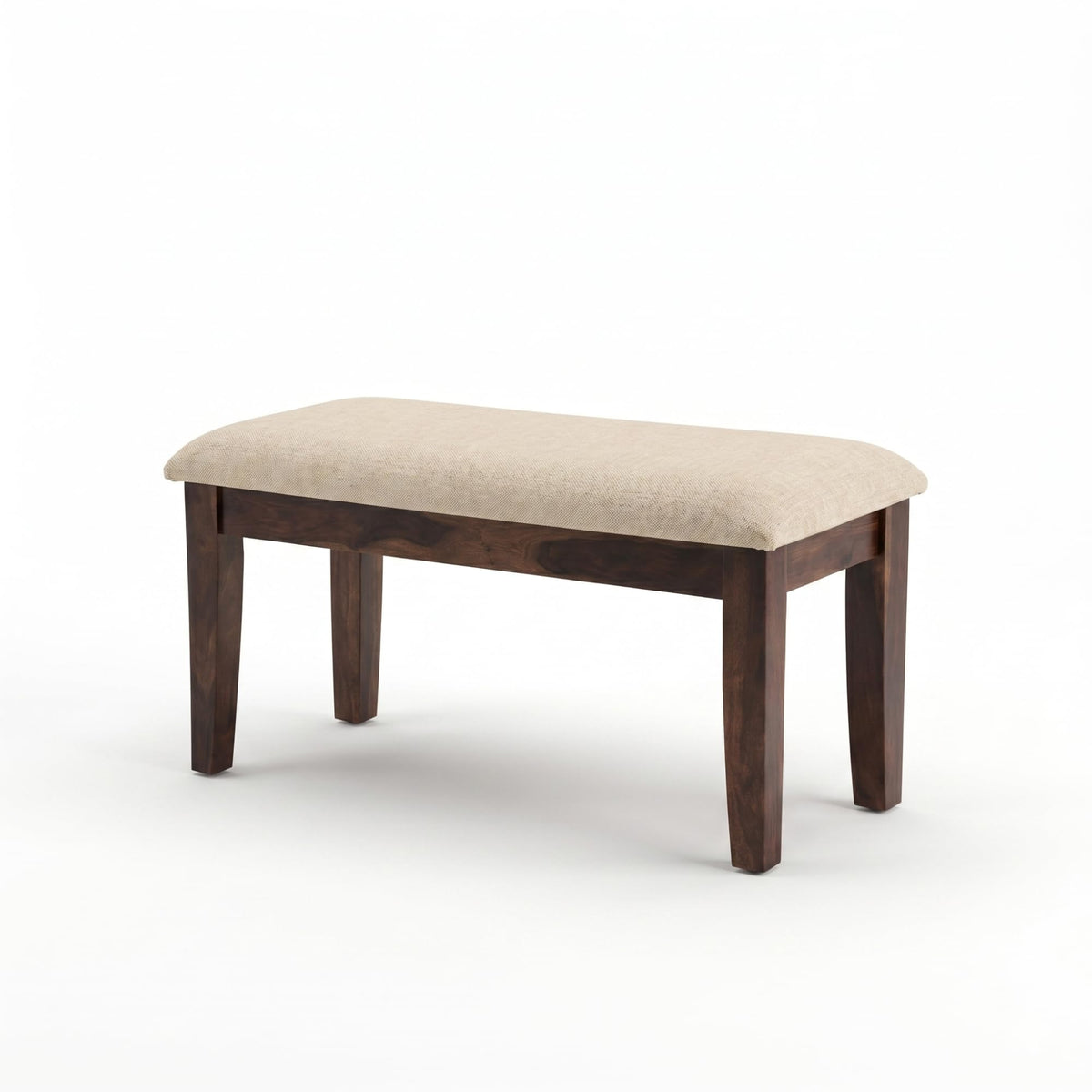 Poster Solid Sheesham Wood 4 Seater Dining Table Set with Bench - Walnut Finish