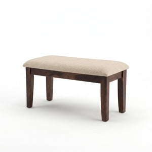 Poster Solid Sheesham Wood 4 Seater Dining Table Set with Bench - Walnut Finish