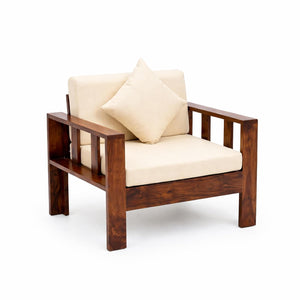 Natraj Solid Sheesham Wood Sofa | Single Seater Sofa with Cushion Seat - Natural