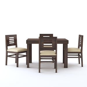 Sheesham Wood 4 Seater Dining Table Set Walnut FInish - Walnut