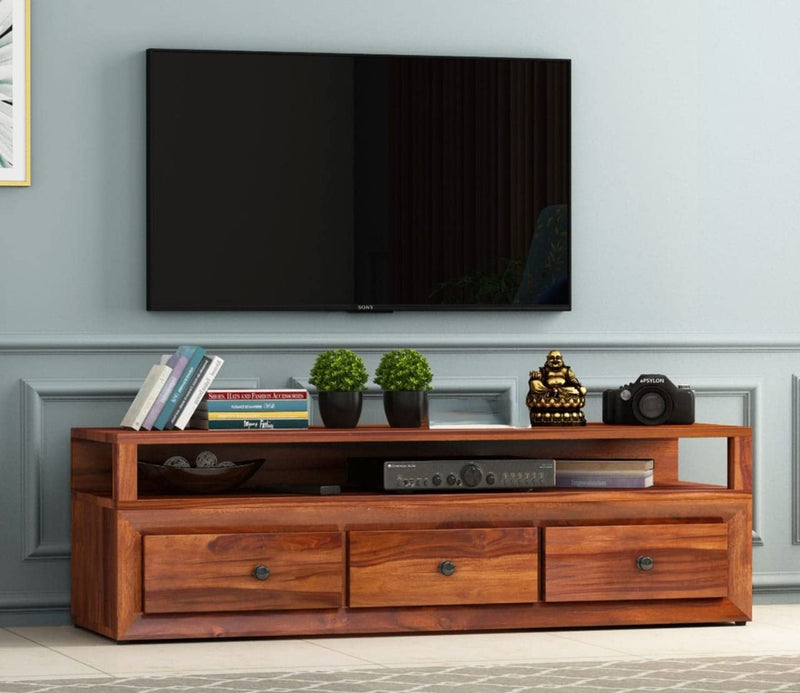 Solid Sheesham Wood TV Unit for Living Room - Natural Finish | TVC-05