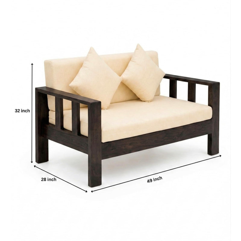 Natraj 2 Seater Solid Sheesham Wood Sofa Set for Living Room - Walnut Finish