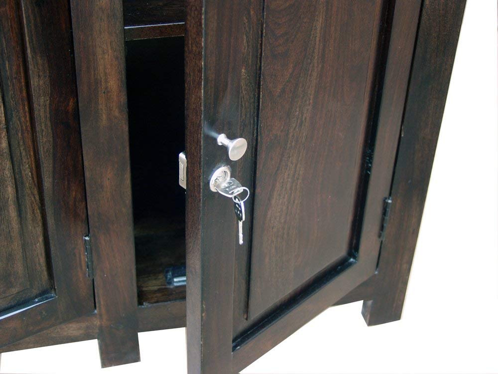 RK-CB-18 Solid Sheesham Wood Sideboard Cabinet for Living Room - close-up of the natural finish and wood grain