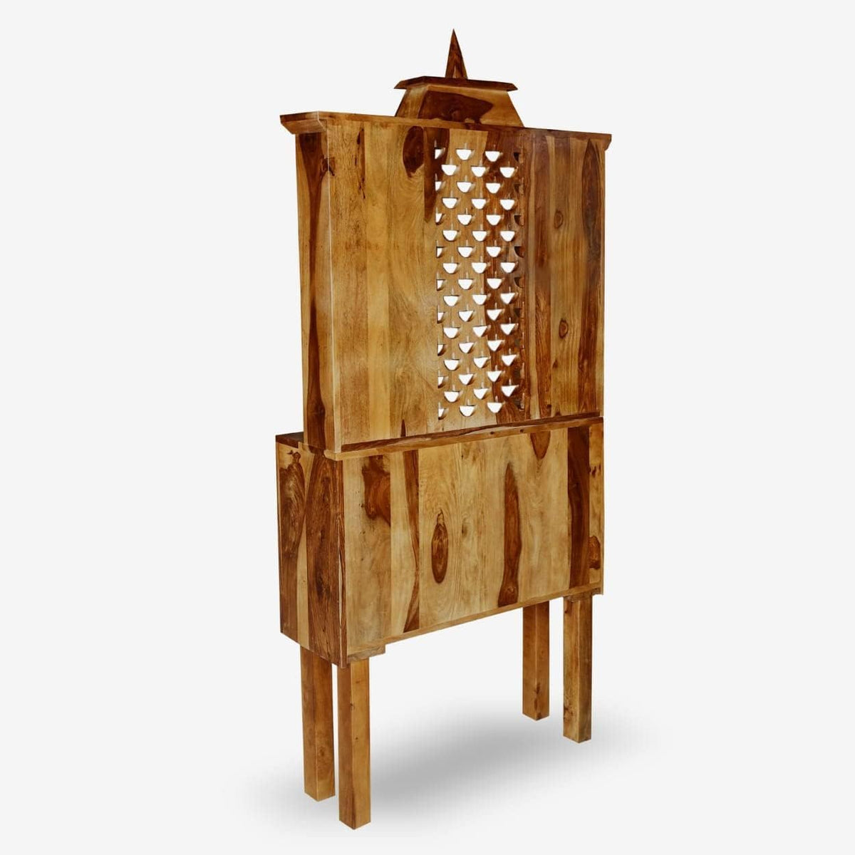 Finish D3 Solid Sheesham Wood Home Temple in teak finish - alternate view