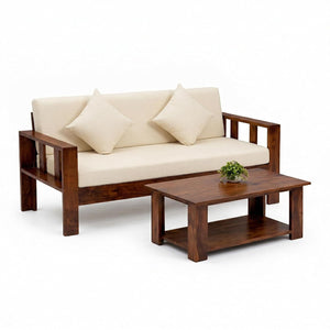 Natraj 7 Seater Solid Sheesham Wood Sofa Set for Living Room - Natural Finish