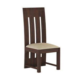 Poster Solid Sheesham Wood Dining Table 4 Seater Dining Table Set with 4 Cushion Chairs & Glass Top - Walnut Finish