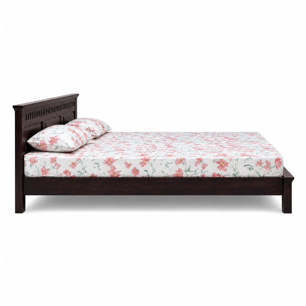 Kuber Platform bed Solid Sheesham Wood King Size Bed without Storage in walnut finish - alternate view