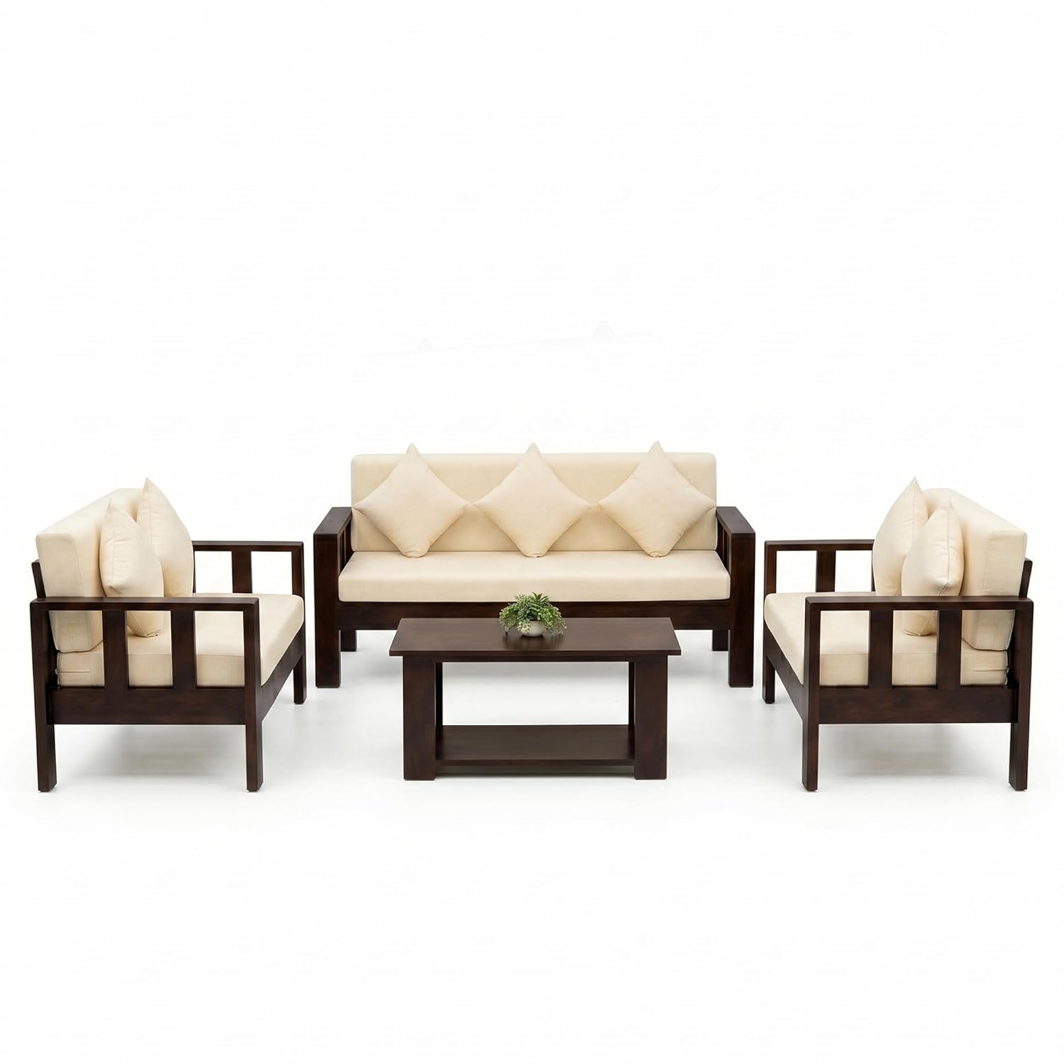 Natraj Solid Sheesham Wood 7 Seater Sofa Set with Coffee Table