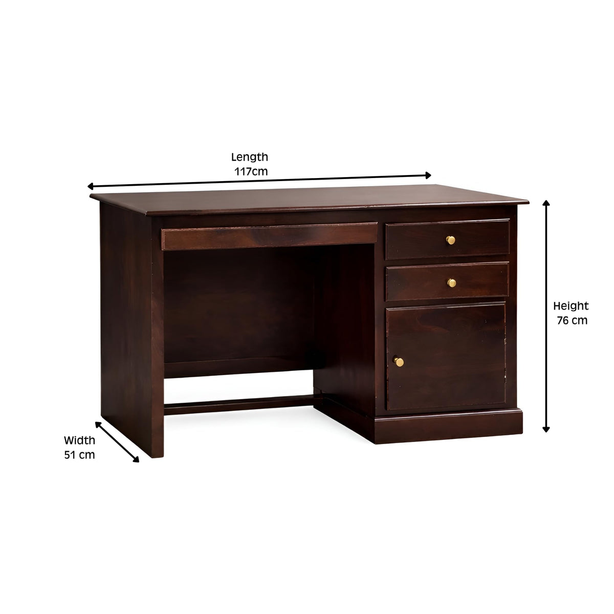 Carmel Lite Solid Sheesham Wood Study Table - Walnut Finish
