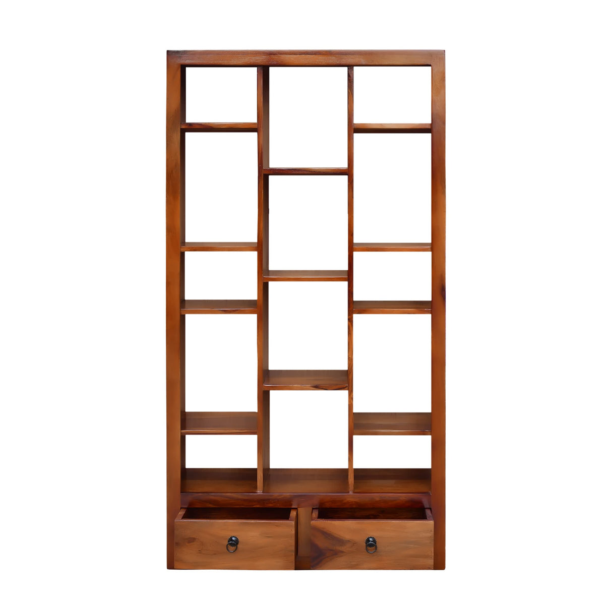 SAC-Zigzag Solid Sheesham Wood Book Shelf for Home Library - close-up of the natural finish and wood grain