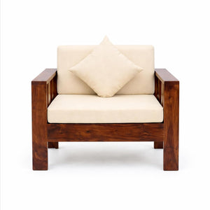 Natraj Solid Sheesham Wood Sofa | Single Seater Sofa with Cushion Seat - Natural