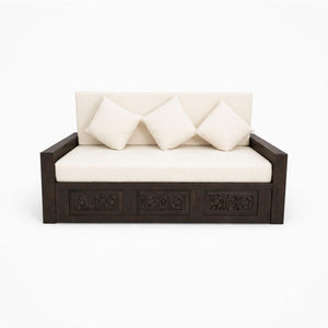 Maharaja Solid Sheesham Wood Sofa Cum Bed - Walnut Finish