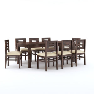 Capsule Sheesham Wood 8 Seater Dining Set - Walnut Finish