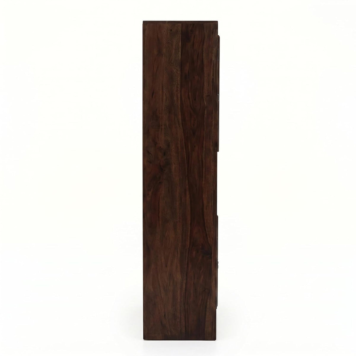 4 Door Sheesham Wood Bookshelf & Crockery Cabinet in walnut finish - corner angle view
