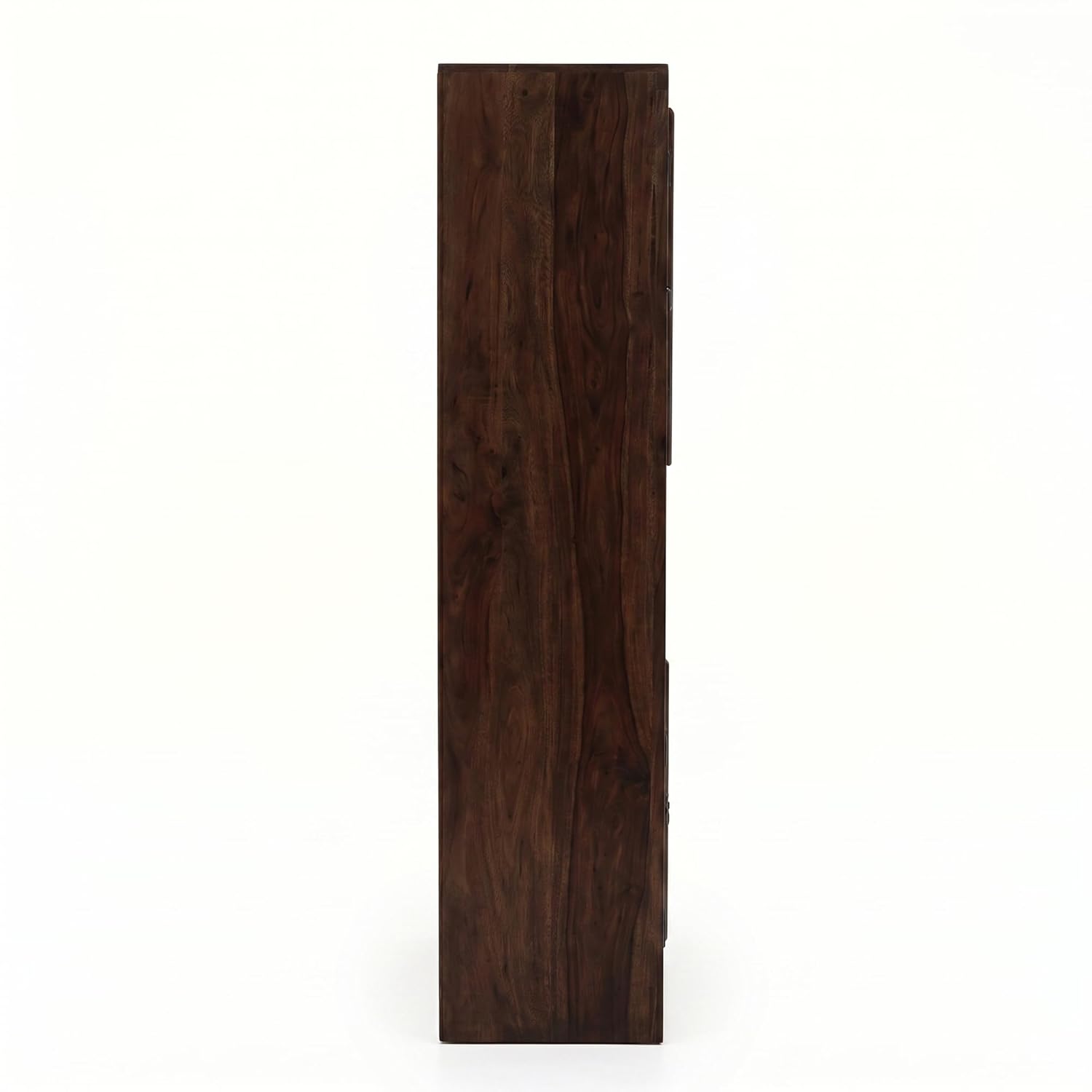 4 Door Sheesham Wood Bookshelf & Crockery Cabinet - Walnut Finish