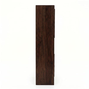 4 Door Sheesham Wood Bookshelf & Crockery Cabinet - Walnut Finish