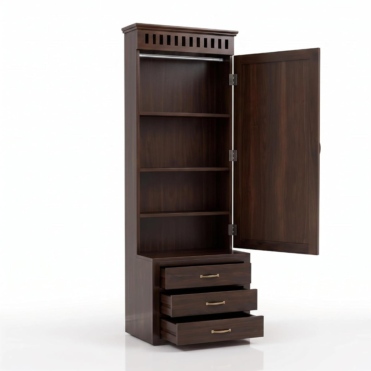Kuber Solid Sheesham Wood Dressing Table in walnut finish - styled in a bedroom