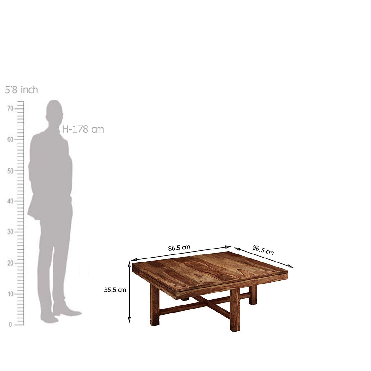 RK-CT4S-14 Solid Sheesham Wood Coffee Table - styled in a living room