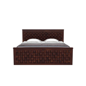 Niwar Sheesham Wood King Size Bed without Storage - Walnut Finish
