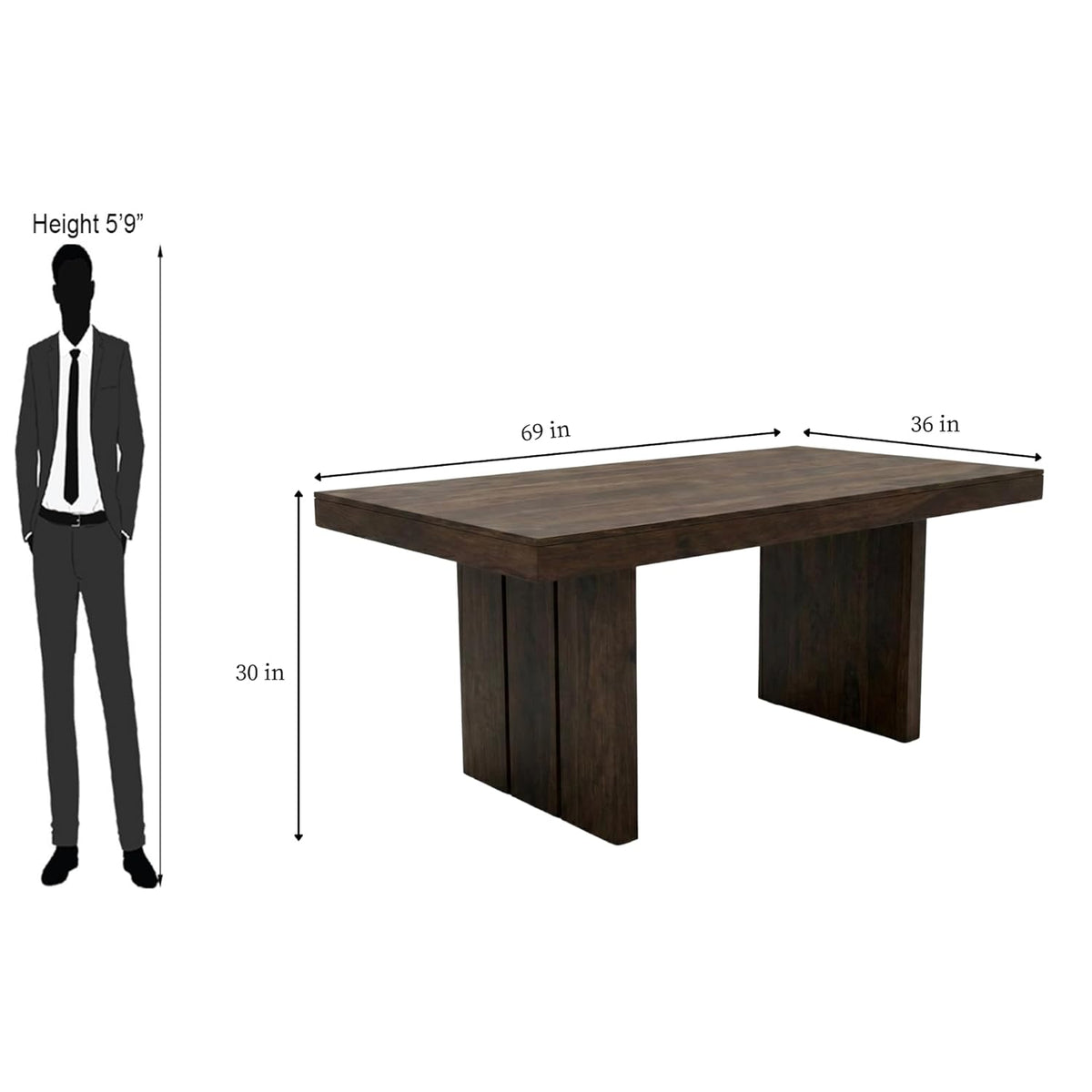 Wooden Dining Table Set 6 Seater 1 Bench with Cushion Chair Finish - Walnut
